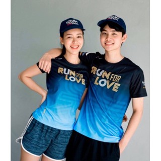 พร้อมส่ง เสื้อวิ่ง (RUN FOR LOVE ) สีดำ-ฟ้า