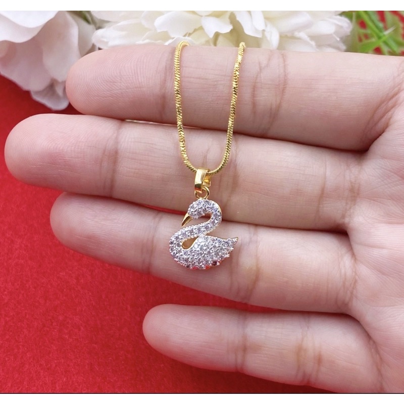 สร้อยคอหงส์ สัญลักษณ์ความเป็นสิริมงคล สร้อยคอเพชร น้ำหนัก2สลึง ยาว18นิ้ว 0311