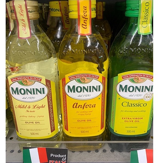 น้ำมันมะกอก Monini ทั้ง 3 สูตร Mild & Light , Anfora และ Extra Virgin โมนีนี่ (น้ำมันมะกอกธรรมชาติ 100%)  ขนาด 500 ML