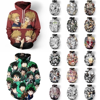 เสื้อกันหนาวลำลอง แบบมีฮู้ด แบบสวมหัว พิมพ์ลาย My Hero Academia 3D คอสเพลย์ สำหรับผู้หญิง ผู้ชาย