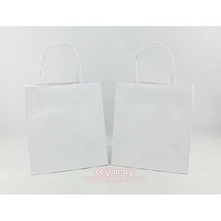 Boxjourney ถุงกระดาษมีหูหิ้ว สีขาว มี 2 ขนาด (50 ใบ/แพ็ค)