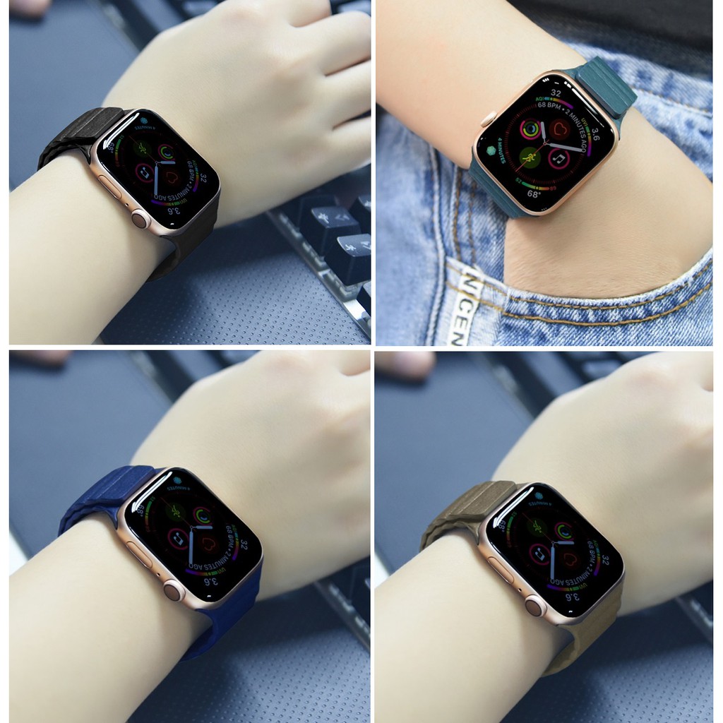 Apple Watch Series 7 6 5 4 3 2, Apple Watch SE straps iWatch 41mm 45mm 38mm  40mm 42mm 44mm Magnetic Leather Watch band b | Shopee Thailand