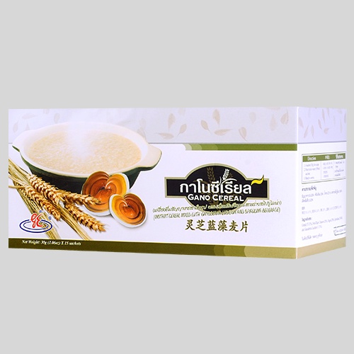 กาโน ซีเรียล Gano Cereal ผสมเห็ดหลินจือและสาหร่ายสไปรูลิน่า กล่องบรรจุ 15 ซอง