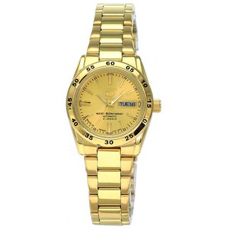 Seiko 5 Women´s Watch Gold Stainless Steel Strap รุ่น Symg44k1