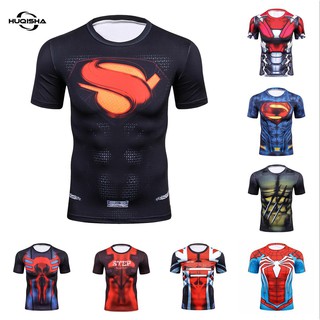 ใหม่เสื้อยืดลําลองสําหรับผู้ชายแขนสั้นคุณภาพสูงพิมพ์ลาย Superman Spiderman 3D