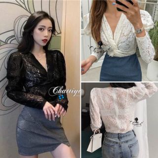 เสื้อลูกไม้แขนยาวสไตล์เกาหลี