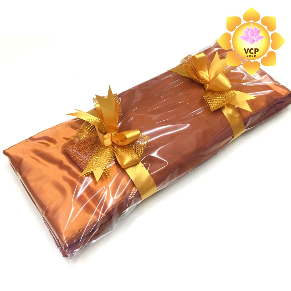 ผ้าไตร ไตรเต็ม ไตรครอง ไตรจีวร (7ชิ้น) ผ้ามัสลินมงกุฏ cotton100% สีกรักอ่อน(หลวงพ่อจรัญ) 1.9-2.2เมตร