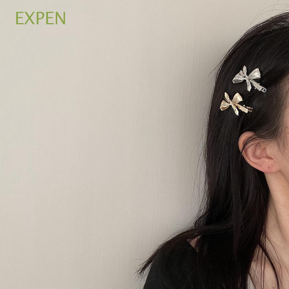 EXPEN Korean Bow Hairpin Fashion Side Clip Metal Barrette Women Hair