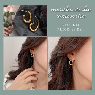 E34 ต่างหู ก้านเงิน s925 งานเกาหลี แบบใหม่ล่าสุด ต่างหู แฟชั่น Earring Jewelry เครื่องประดับออกงาน ตุ้มหู