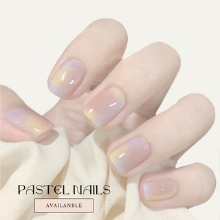 24pcs Pastel Acrylic Nails #1 เล็บปลอมพร้อมสติ๊กเกอร์และตะไบเล็บ