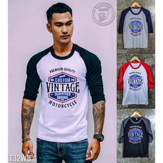 เสื้อแขนสามส่วนวินเทจ Custom Vintage ( รหัสสินค้า T 32 )