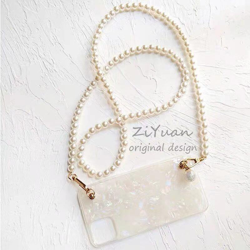 เคสโทรศัพท์มือถือ ประดับมุก พร้อมสายคล้องยาว สําหรับ iPHone 13 14 PRO MAX 14 Plus 7 8 Plus X XS XR XS MAX 11 PRO MAX SE 2020 Mini 12 PRO MAX 6 6s 6plus
