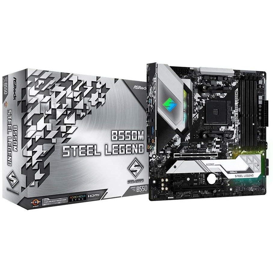 ASRock B550M Steel Legend Supports 3rd Gen AMD AM4 MAINBOARD #เมนบอร์ด