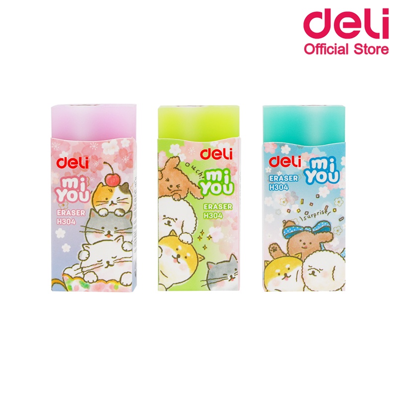 ยางลบแฟนซี Deli ยางลบ ยางลบดินสอ เครื่องเขียน อุปกรณ์การเรียน อุปกรณ์เครื่องเขียน ECO PVC (คละสี 1 ชิ้น)