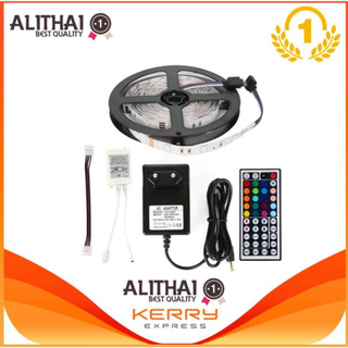 Alithai ไฟเส้น ไฟแถบ 5m 5050 RGB 30/M LED Strap Lights + 12V 3A Power supply + 44key IR รีโมทคอนโทรล EU Plug