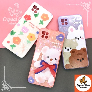 เคสมือถือกระจกลายหินอ่อน,เกร็ดน้ำแข็งพิมพ์ลาย oppo A53 กันเลนส์กล้อง