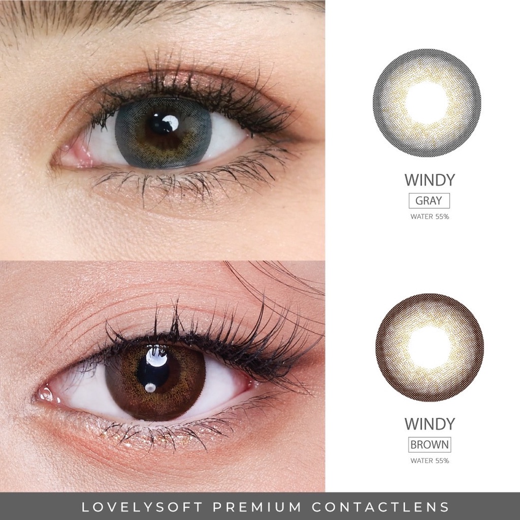 Windy สี Gray / Brown : Lovely soft คอนแทคเลนส์ ขนาดมินิ