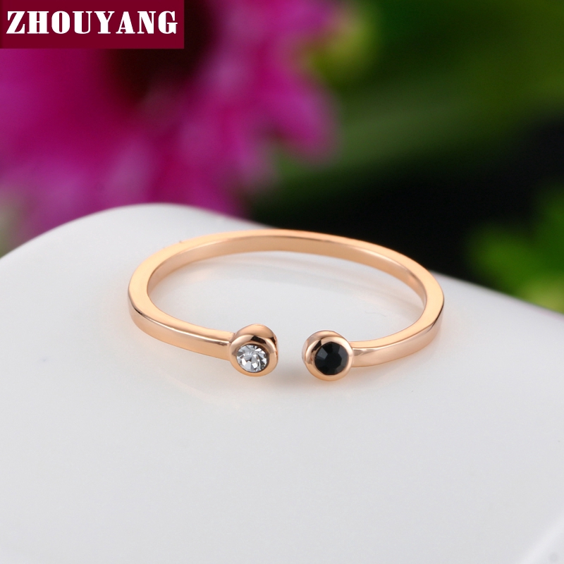 ZHOUYANG خاتم ميني بكريستال ذهبي وردي — صورة 3