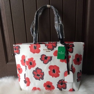 💯 KATE SPADE New York Hyde Lane Poppies Riley Rose Tote Bag 🍭