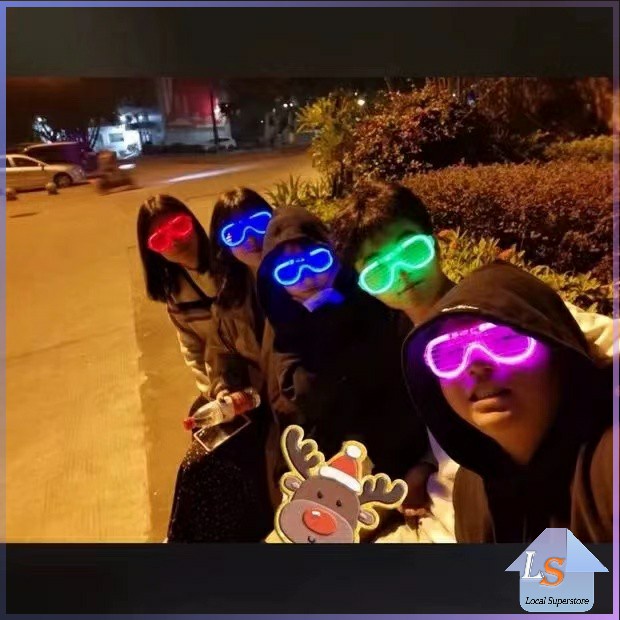 LED แว่นตาเรืองแสง แว่นกันแดดปาร์ตี้ แว่นตาเรืองแสง คริสต์มาส Luminous glasses มีสินค้าพร้อมส่ง Local Superstore