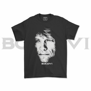 คอลูกเรือเสื้อยืดคอกลมเสื้อยืด ลาย JOVI BON JOVI BAND V3ผ้าฝ้ายแท้