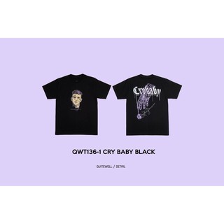 เสื้อยืดโอเวอร์ไซส์QWT136-1 CRY BABY BLACKS-3XL