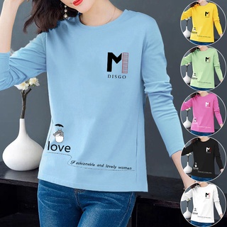 เสื้อยืด เสื้อยืดแขนยาว แฟชั่น อเนกประสงค์ ท่อนล่าง เสื้อยืดคอกลมสีพื้น ผ้าใส่สบาย SC3418