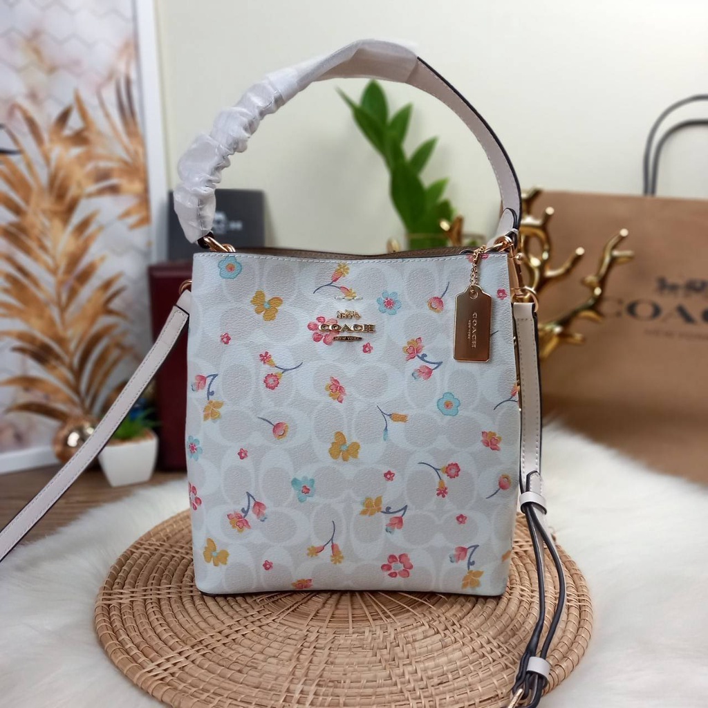 COACH SMALL TOWN BUCKET BAG IN SIGNATURE CANVAS WITH MYSTICAL FLORAL PRINT (COACH C8610)