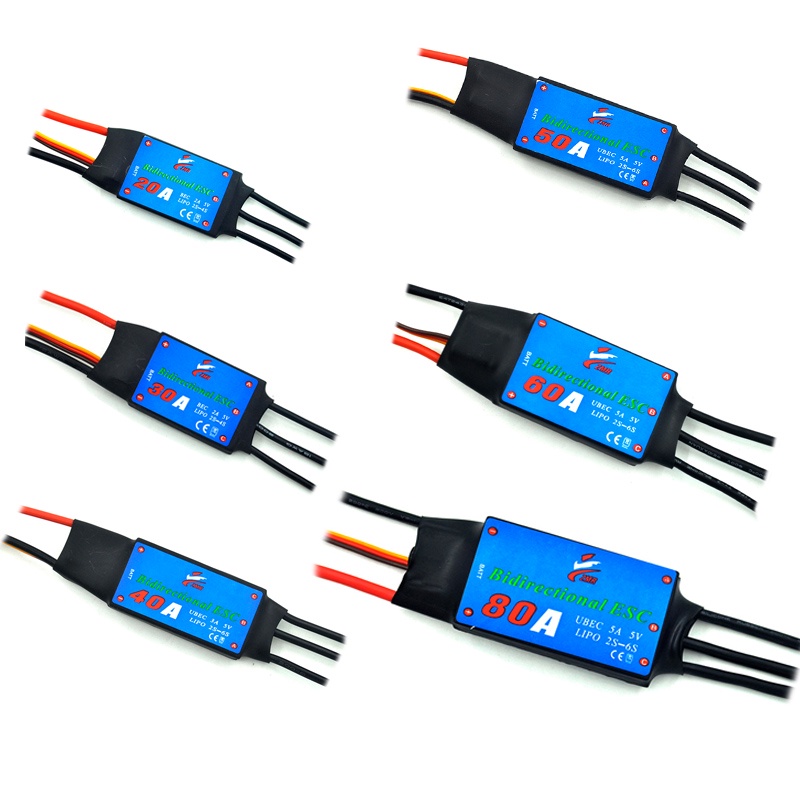 40a/50a/60a/80a Bidirectional Brushless ESC สําหรับรีโมทคอนโทรลรถนิวเมติกใต้น้ําใบพัด