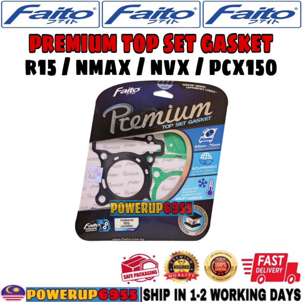 R15 NMAX NVX PCX150 FAITO PREMIUM TOP SET GASKET 62MM 63MM สําหรับ YAMAHA HONDA