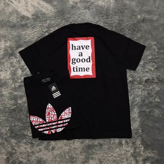 Adidas HAVE A GOOD TIME เสื้อยืดลําลองแขนสั้นคุณภาพสูงพิมพ์ลาย