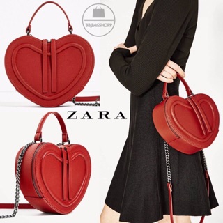 ZARA HEART CROSSBODY BAG WITH HANDLE (outlet) สีแดง