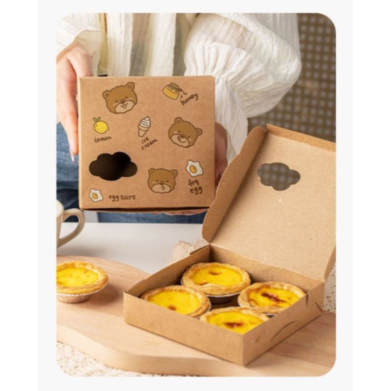 (10ใบ)กล่องขนม กล่องทาร์ตไข่ขนาด 4ชิ้น พร้อมส่ง
