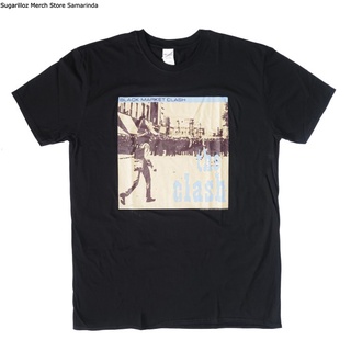 คอลูกเรือเสื้อยืดคอกลมเสื้อเชิ้ต The Clash Black Market Band - Mผ้าฝ้ายแท้