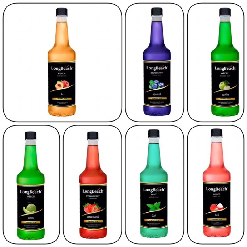 🍑🍃 ไซรัปกลิ่นผลไม้ Peach Mint Strawberry Blueberry Apple Melon Lychee Long เครื่องดื่ม Beach syrup 7