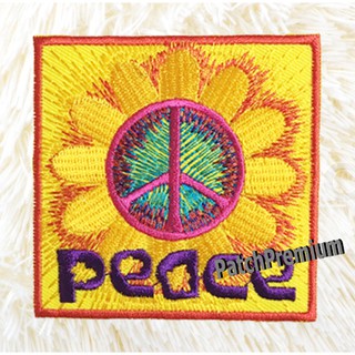 PEACE ดอกไม้ - ตัวรีด (Size M) ตัวรีดติดเสื้อ