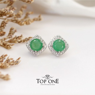 Top1Jewelry ต่างหูเงินแท้925 พลอย Emerald แท้