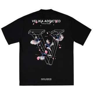 เสื้อยืดผ้าฝ้ายพิมพ์ลายแฟชั่น VELIKA “O-Ruri V” Oversized T-Shirt