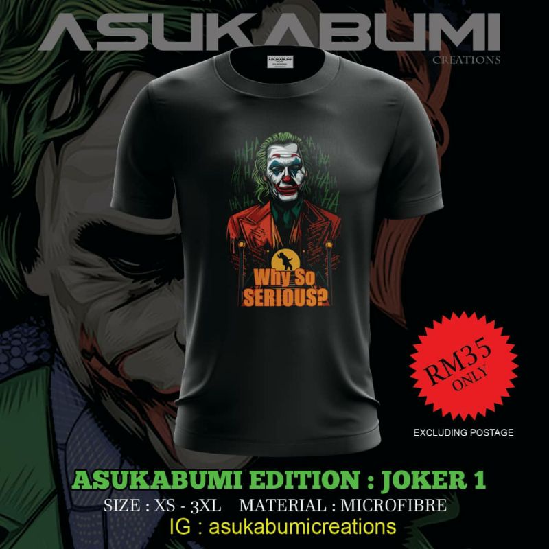 JOKER TSHIRT 3 DESIGNS Graphic Tee FREE MASK