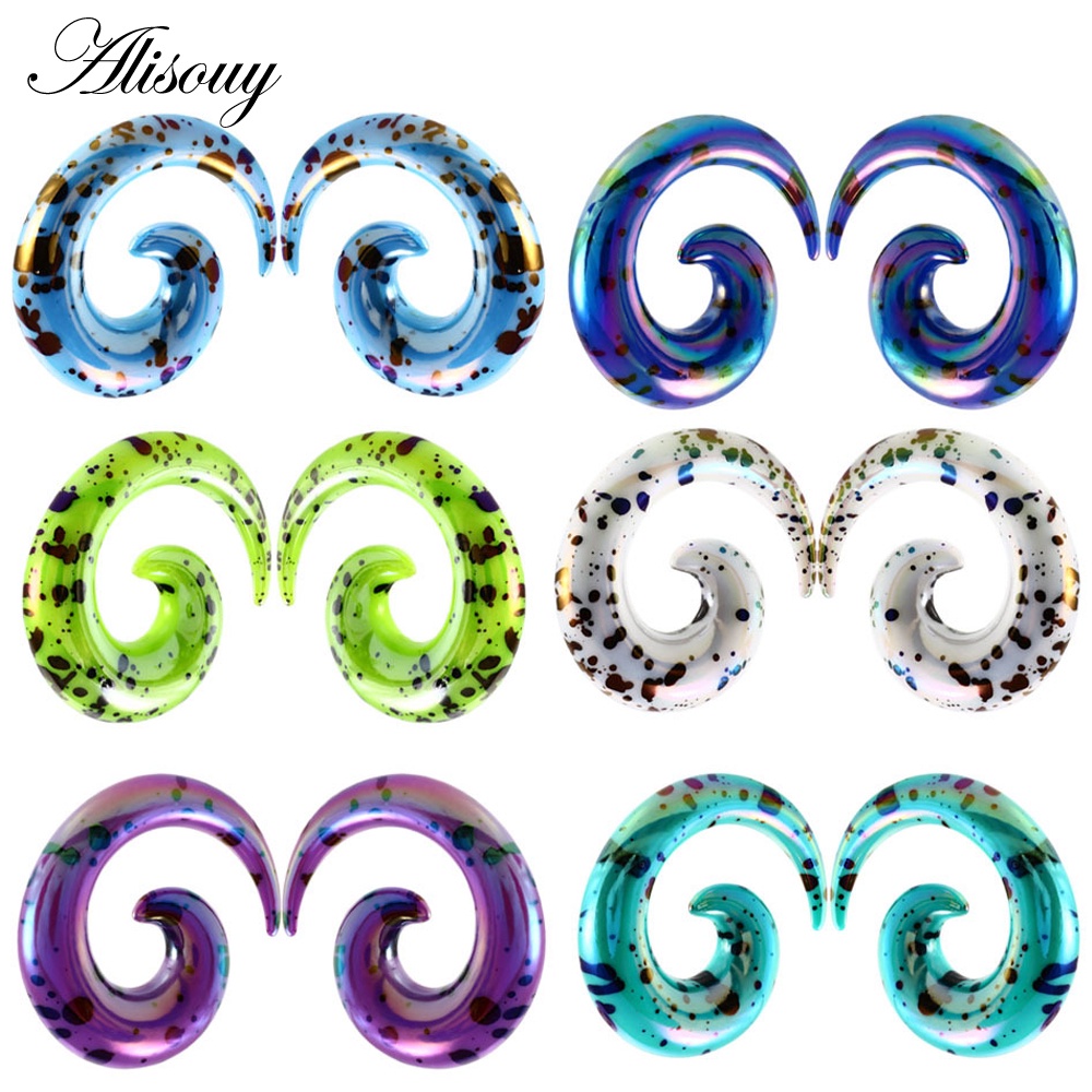 Alisouy 2 ชิ้น 2-12 มม. อะคริลิค เกลียว หู เกจ ปลอม เทเปอร์ ปลั๊ก ยืด อุโมงค์ ขยาย ต่างหู เจาะร่างกาย เครื่องประดับ