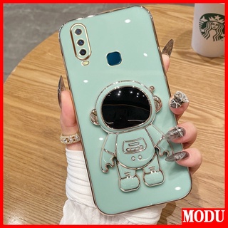 Modu เคสโทรศัพท์มือถือชุบไฟฟ้า ลายนักบินอวกาศ หรูหรา พร้อมขาตั้ง สีมาการอง สําหรับ Vivo Y36 Y27 Y78+ Y78 PLUSY02S Y16 Y35 Y17 Y15 Y12 Y12i Y11