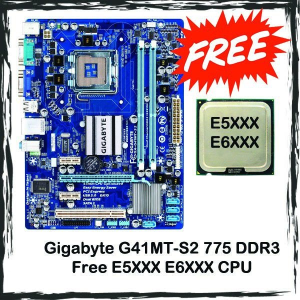 Gigabyte G41 DDR3 P5G41T-M LX G41MT-S2 ซ็อกเก็ต 775 เมนบอร์ด Intel (ฟรี CPU)
