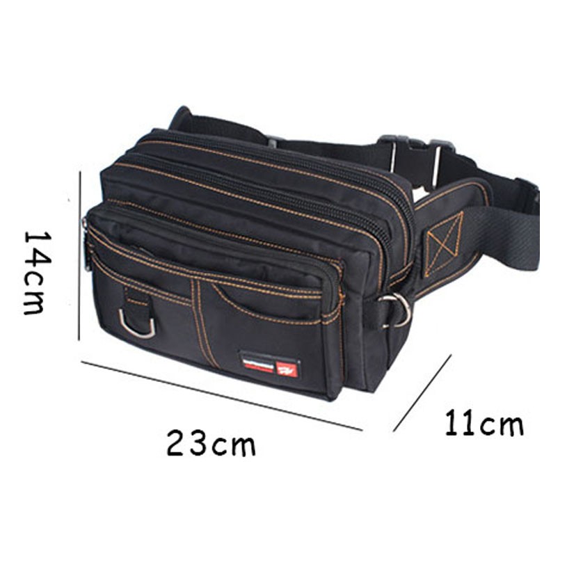 ใหม่ผู้ชายมัลติฟังก์ชั่ผ้าใบกีฬากลางแจ้งเอวกระเป๋าหน้าอก - รูปที่ 7