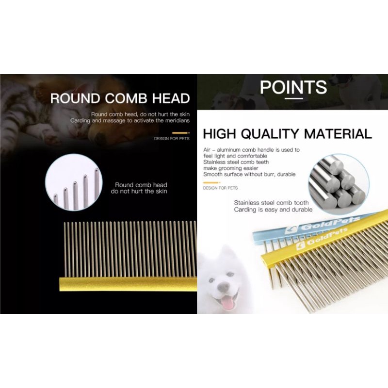 หวีสแตนเลสป้องกันไฟฟ้าสถิตย์สำหรับสัตว์เลี้ยงสุนัขและแมว ฯลฯ - รูปที่ 6