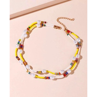 Yellow necklace สร้อยคอลูกปัด สีน่ารัก minimal น้อยแต่มาก น่ารักค่ะ