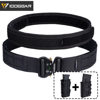 Idogear เข็มขัดยุทธวิธี 2 นิ้ว พร้อมกระเป๋าใส่นิตยสาร เลเซอร์ตัด 9 มม. 556 แมกกาซีน นิ่ม กระเป๋าแม็ก ปลดเร็ว เกียร์ยุทธวิธีเต็มรูปแบบ ทหาร มัลติแคม กระเป๋าสีดํา