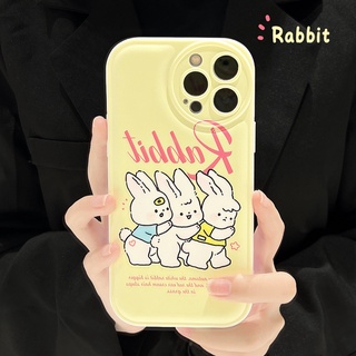 เคสโทรศัพท์มือถือนิ่ม กันกระแทก ลายกระต่ายสีเหลืองนม สําหรับ Apple Iphone 14 13pro Max 14 12 11 XR