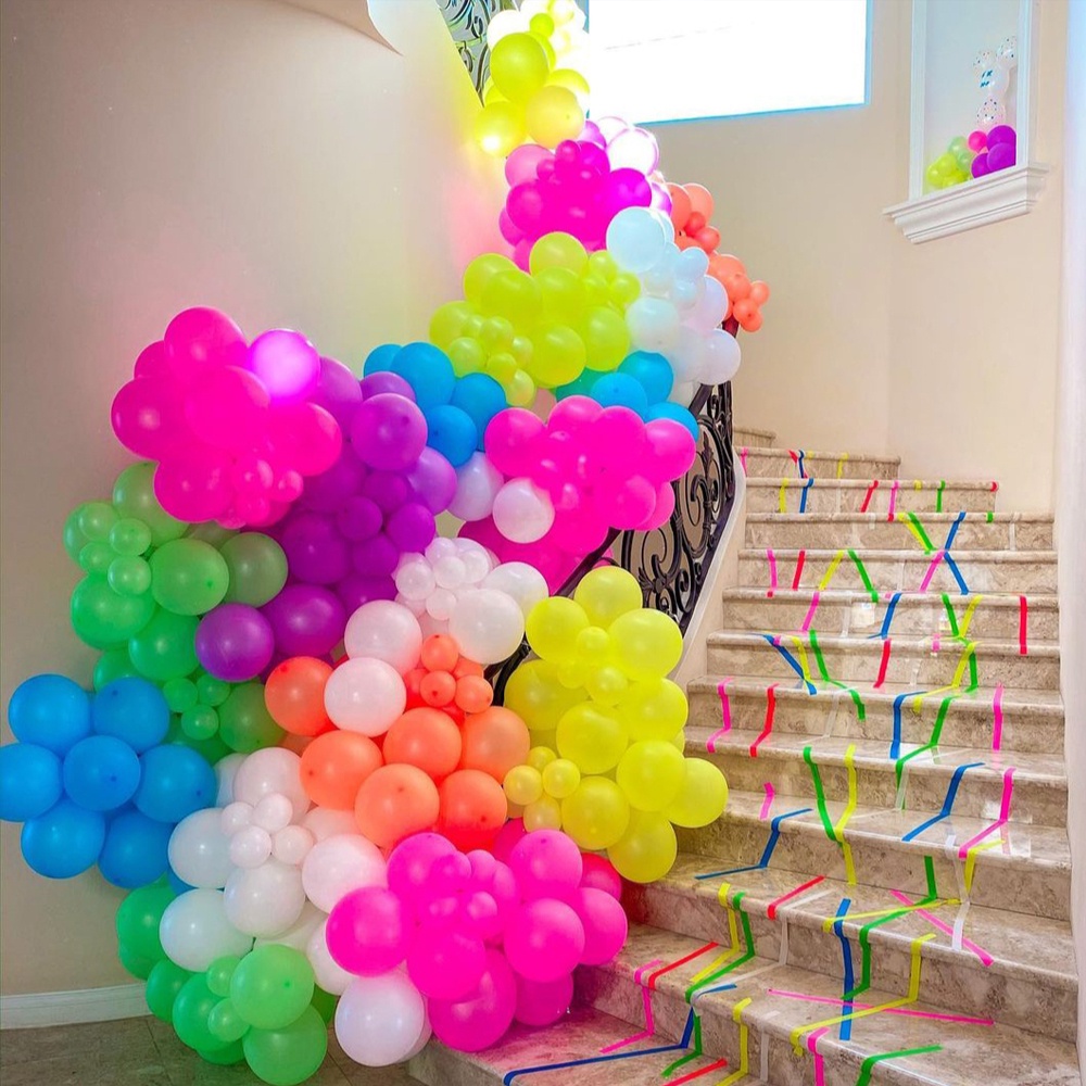 ลูกโป่งเรืองแสงนีออน 3 นิ้ว สําหรับตกแต่งปาร์ตี้วันเกิด วันครบรอบ 100 ชิ้น - รูปที่ 2