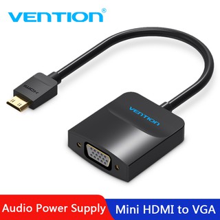 vention mini hdmi to vga adapter male to female 1080 p อะแดปเตอร์แปลงวิดีโอพร้อมสายเคเบิ้ลเสียง 3 . 5 มม. สําหรับกล้อง ultrabooks AGABB