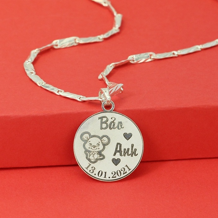สร้อยคอเงินสําหรับเด็ก รูปเมาส์สลักชื่อ DCT0073 TNJ Jewelry